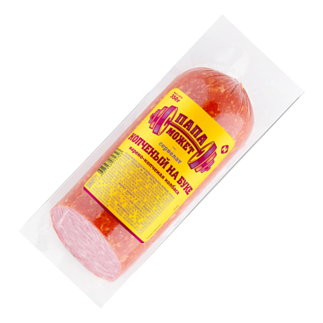 Колбаса варено-копченая ПАПА МОЖЕТ Сервелат Копченый на буке