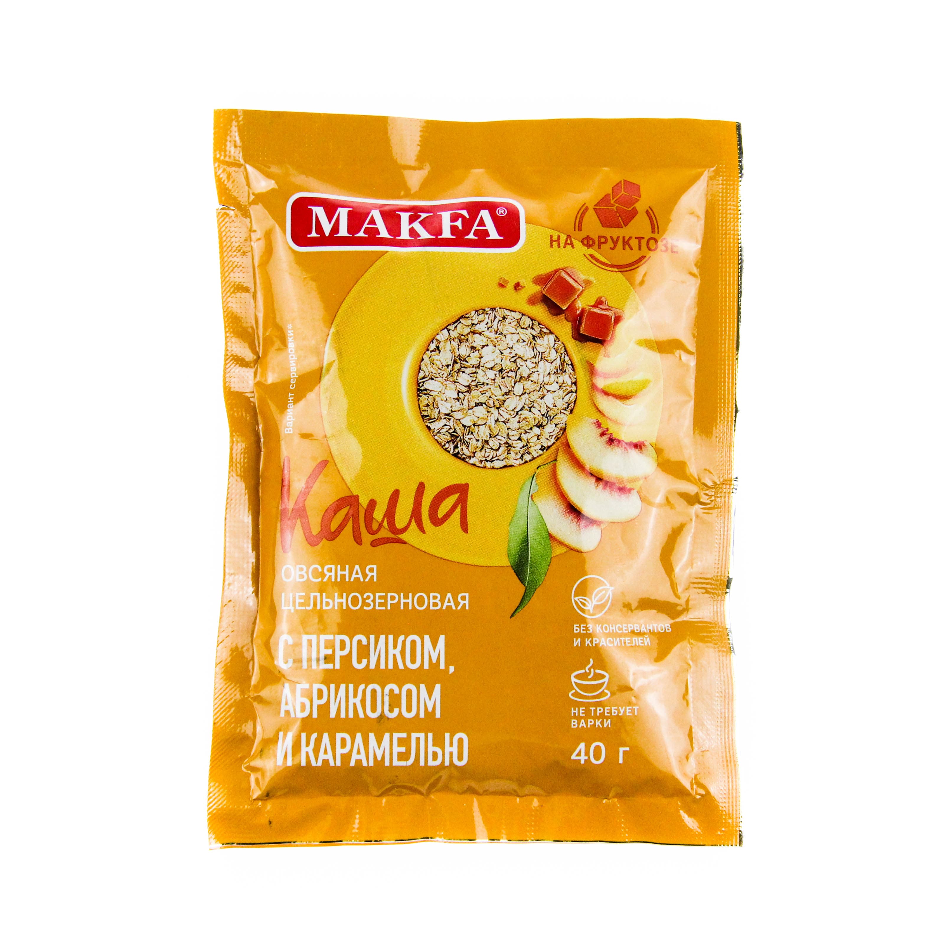 Каша овсяная с персиком, абрикосом и карамелью. Макфа.
