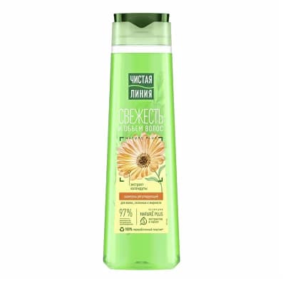 Шампунь для волос склонных к жирности ЧИСТАЯ ЛИНИЯ Шалфей, календула, тысячелистник, на отваре целебных трав